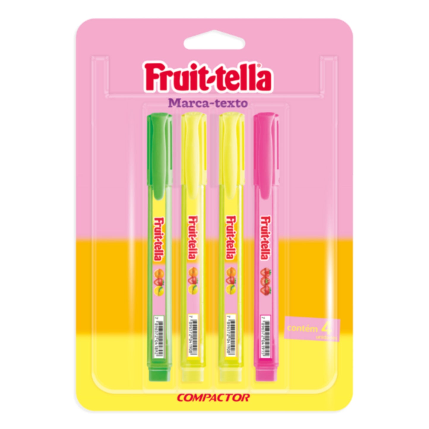 Marca Texto - Compactor - Destaq Fruit-tella c/ 4 unidades.