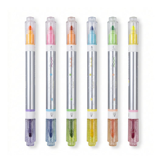 Marca Texto - Glitter + Neon - Kit c/ 12 Cores