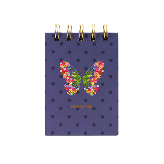 Caderno Pocket Argolado - Molin - Dreams Borboletas - Capa Dura - 80 folhas