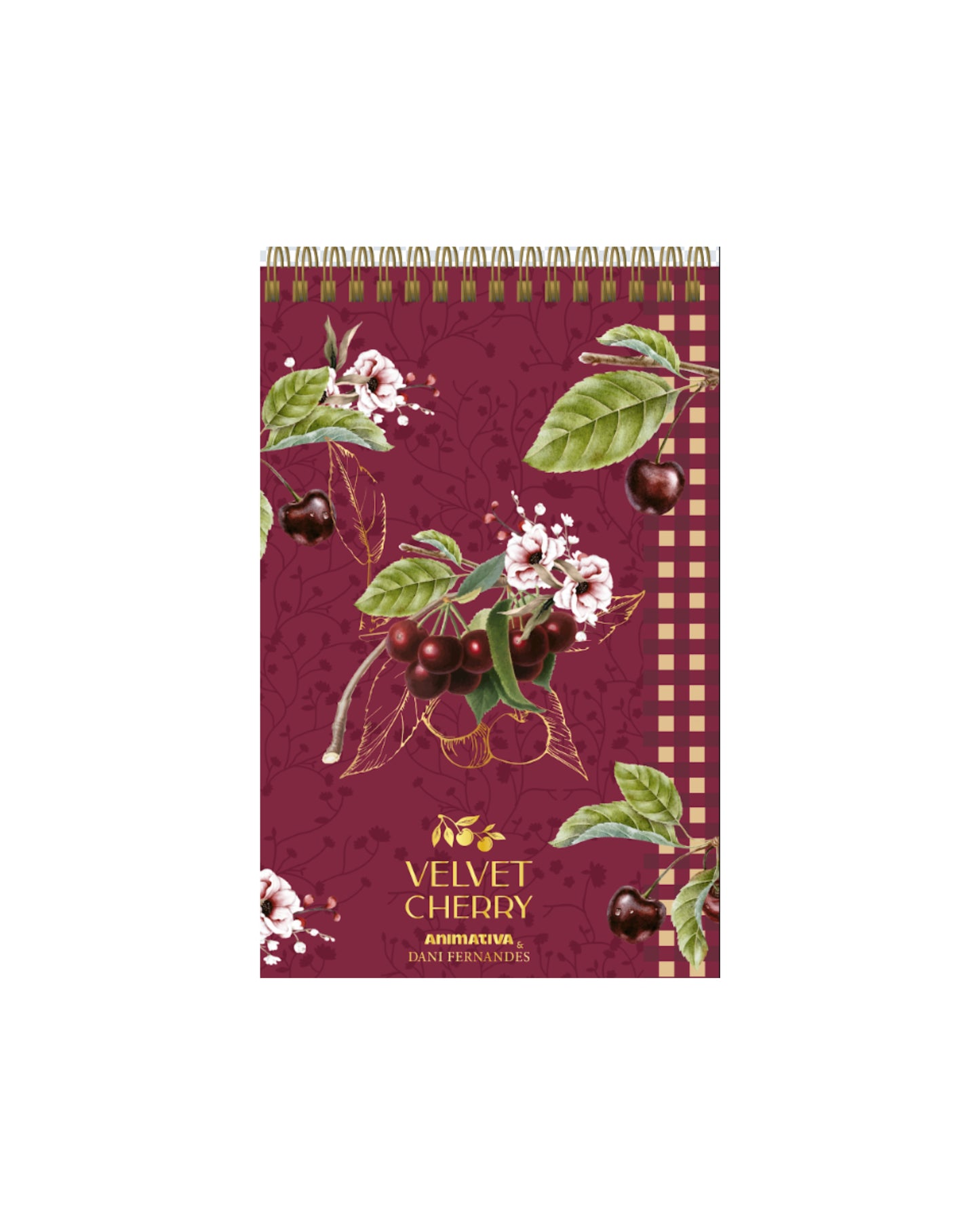 Bloco Wire-O - Animativa - Dani Fernandes - Velvet Cherry - 100mm x 148mm - 144 Fls