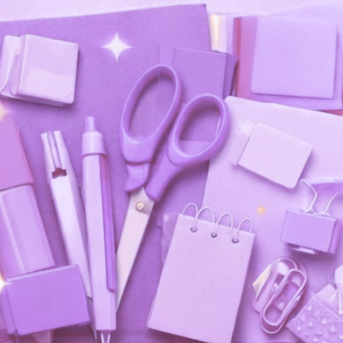 Kit de Papelaria - Papelaria Unicórnio - Monocromático - em uso