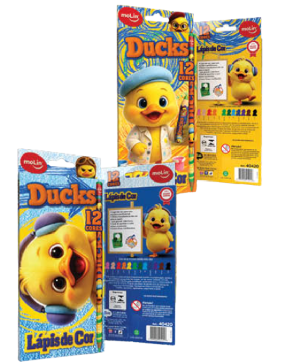 Lápis de Cor 12 Cores Molin Ducks - Estampas Sortidas