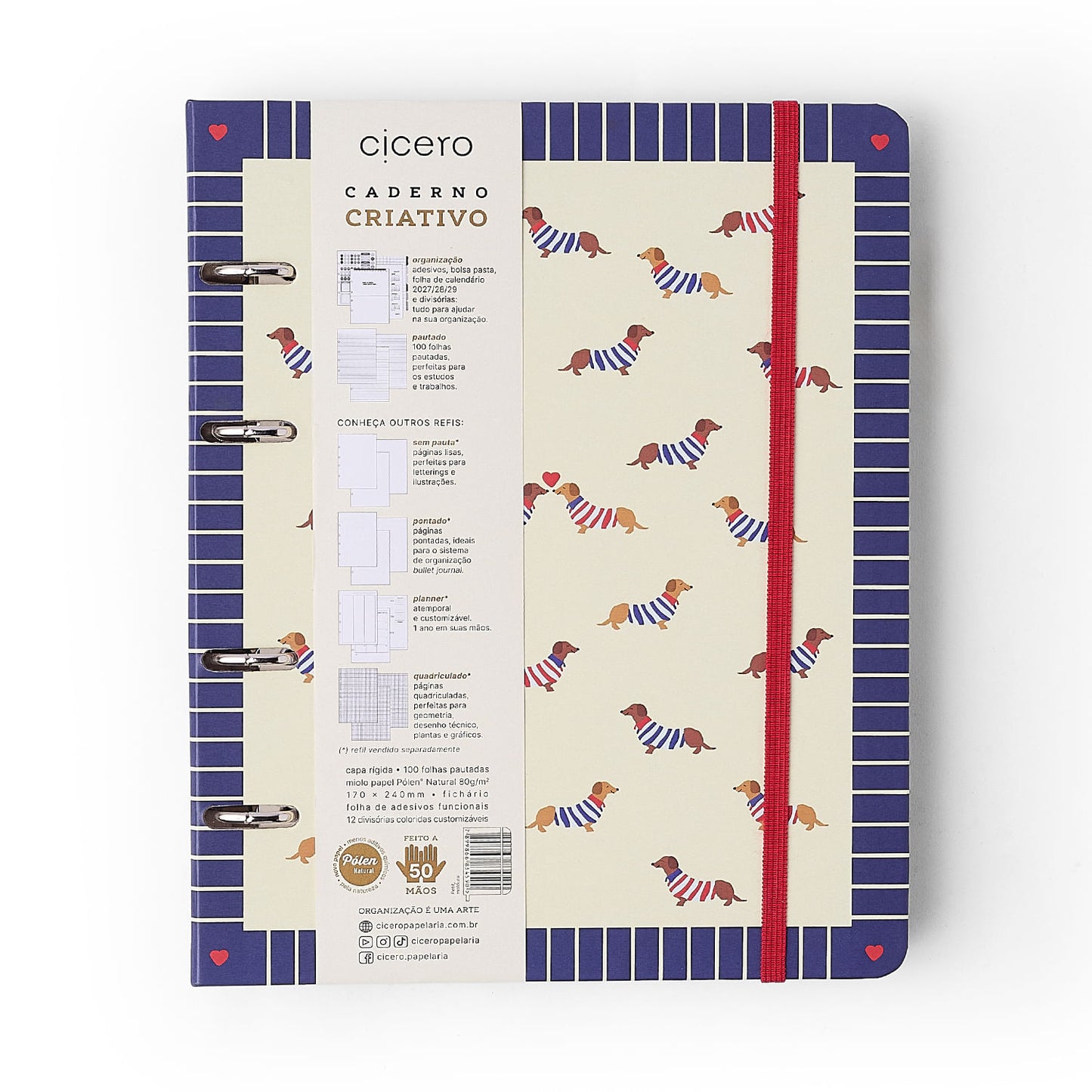 Caderno Criativo Argolado - Cícero - Petit Moldura - Pautado 17x24