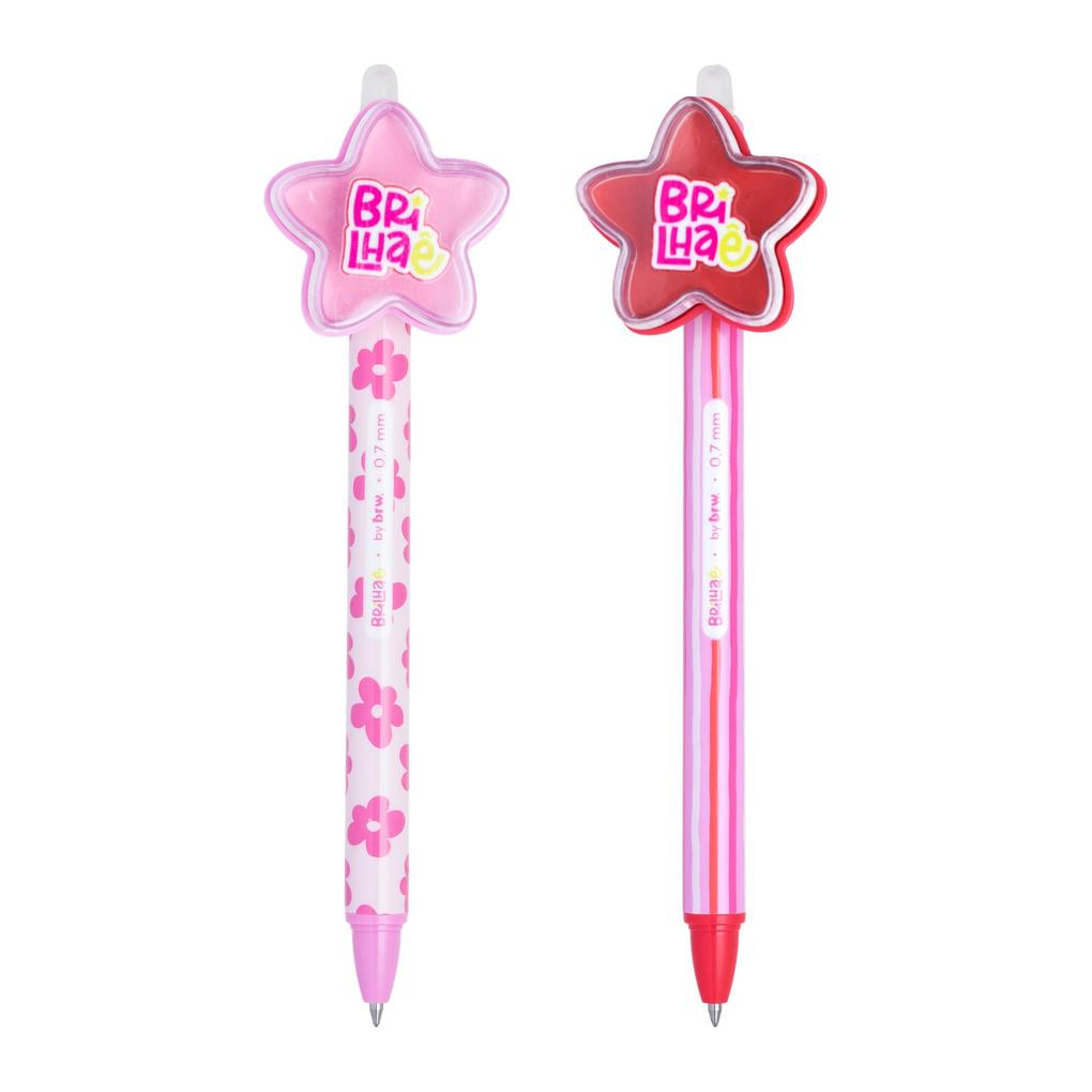 Caneta Gel Apagável + Lip Stick - Brilhaê - Duo Flower