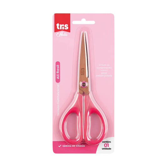 Tesoura Multifuncional - Tris - All Rosé - 17,5cm
