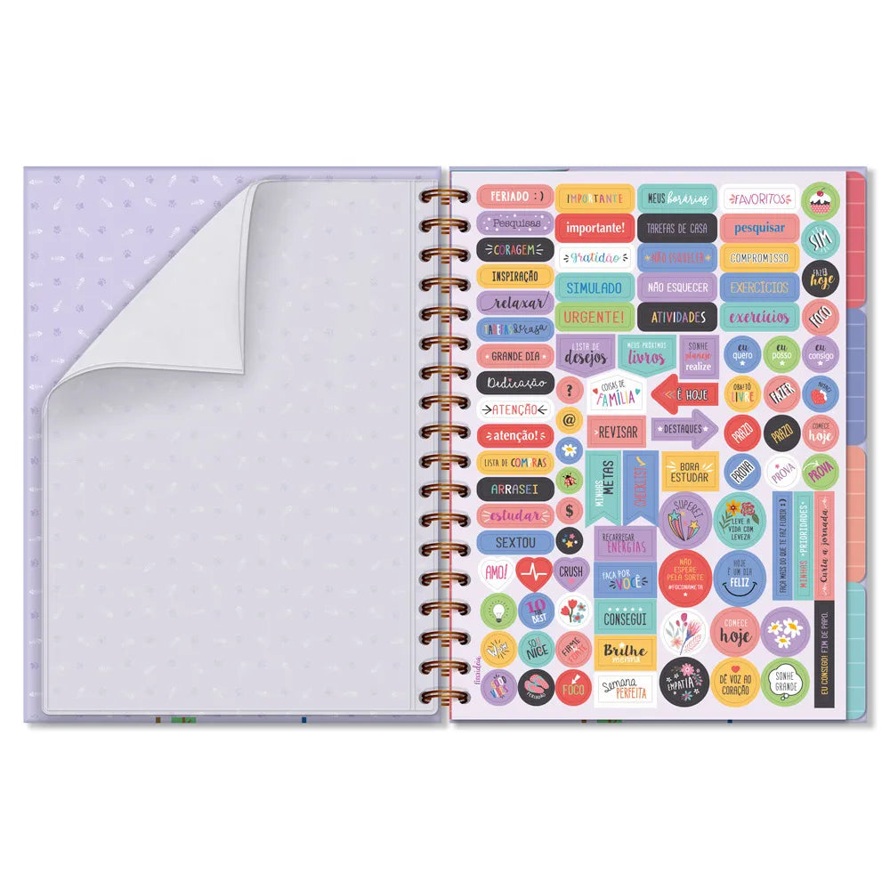 Caderno colegial folhas removíveis Gato na janela Fina Ideia - detalhe