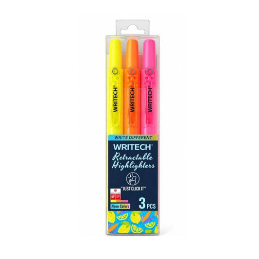 Estojo Marca-Texto Retrátil - Writech - Neon Colors - 3 Cores W-805S