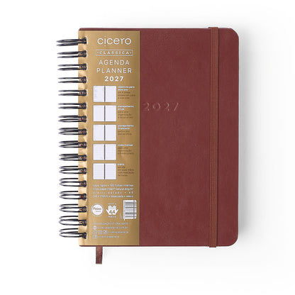 Agenda Planner Wire-o 2027 - Cícero - Clássica Café - Diária A5