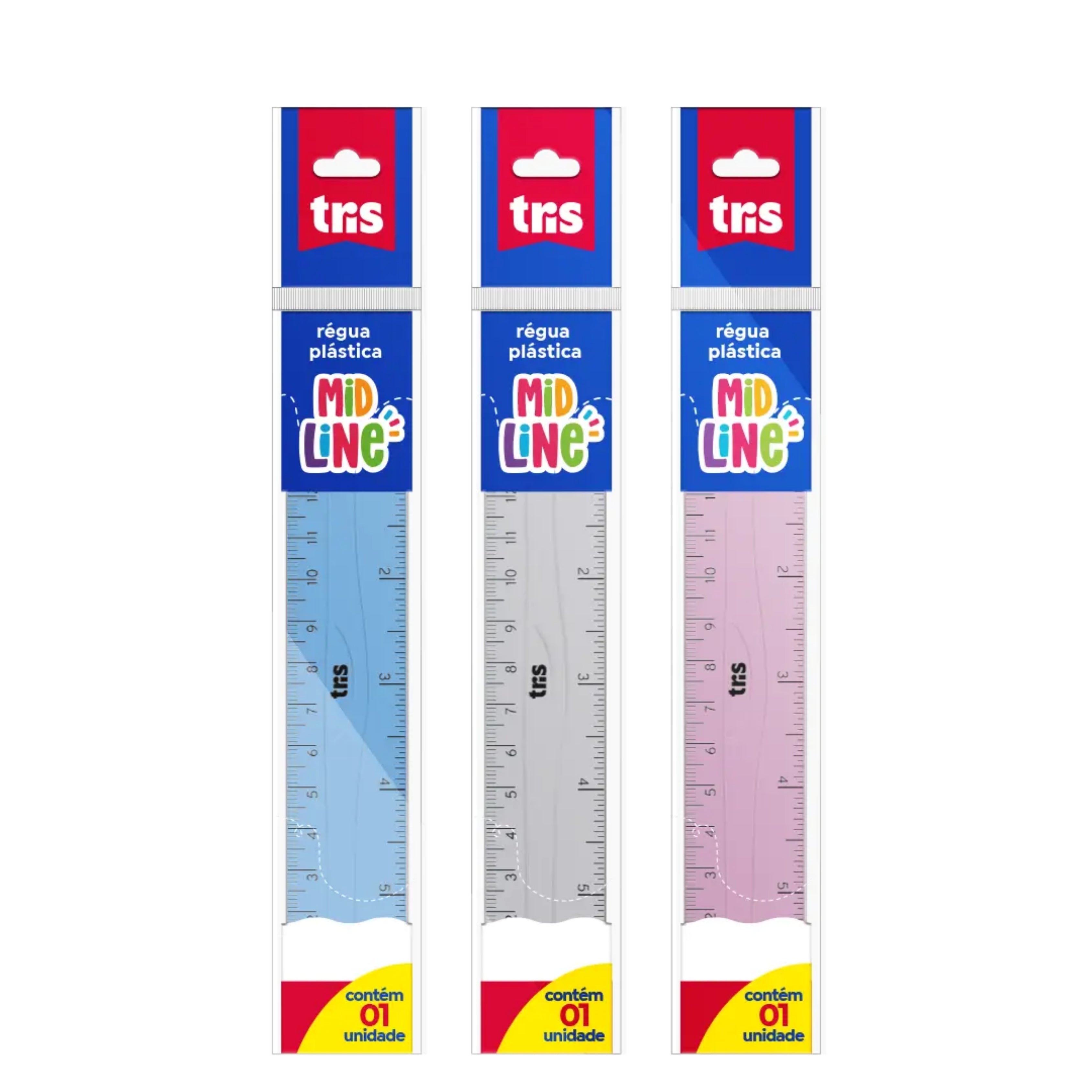 Régua Tris Midline 15 cm – Dupla Escala (cm e polegadas) | Plástica ...