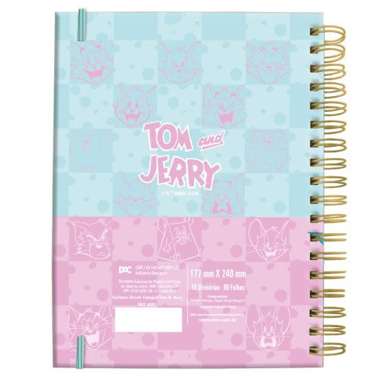 Caderno Smart Colegial - DAC - Tom e Jerry c/ 10 divisórias