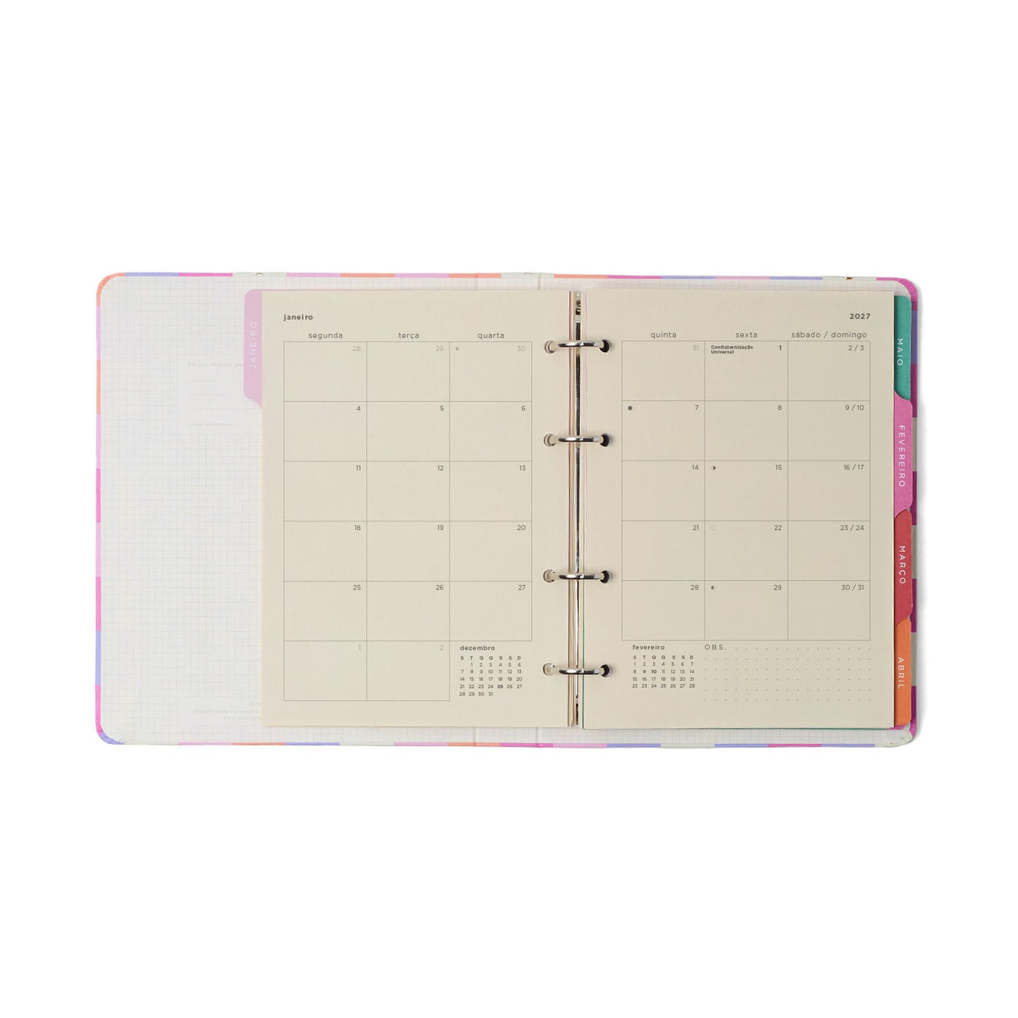 Agenda Planner Argolado 2027 - Cícero - Melissa Mini Bloomy Pistache - Semanal Notas A5