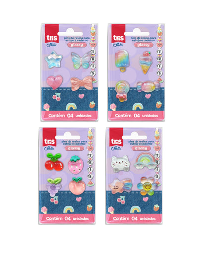 Pins - Tris - Glassy - Kit de 4 unidades