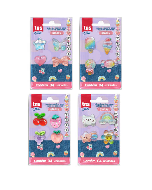 Pins - Tris - Glassy - Kit de 4 unidades