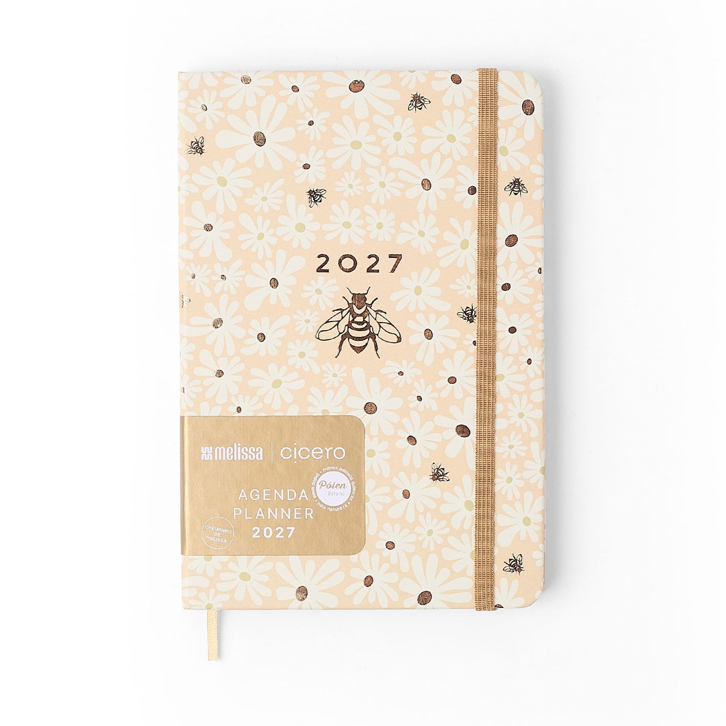 Agenda Planner 2027 - Cícero - Melissa Mini Bloomy Manteiga - Semanal 14x21