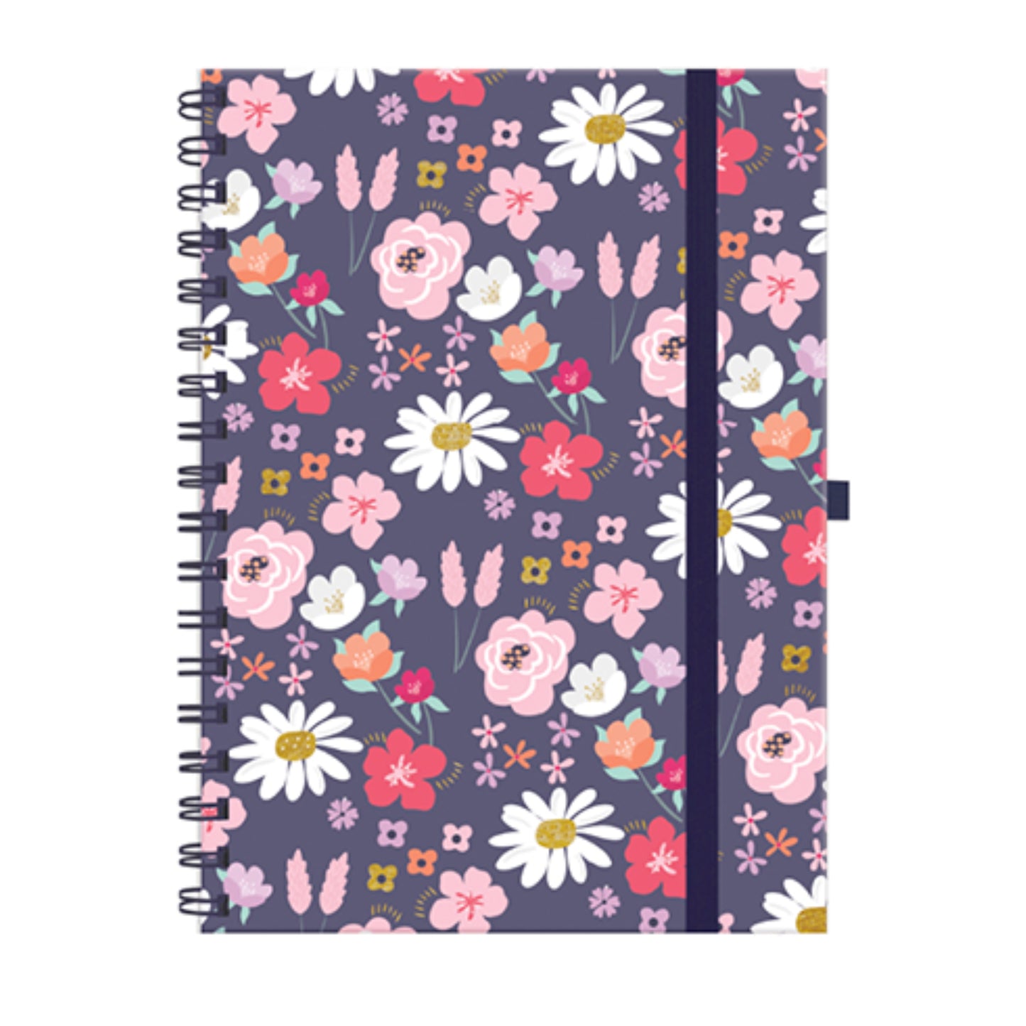 Caderno Colegial Argolado - Molin - Flowers - Capa Dura - 80 Folhas