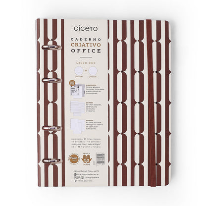 Caderno Criativo Argolado Office Duo - Cícero - Veredas Marrom - Pautado & Pontado A5