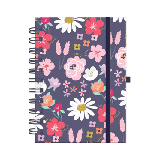 Caderno A6 Argolado - Molin - Flowers - Capa Dura - 80 Folhas