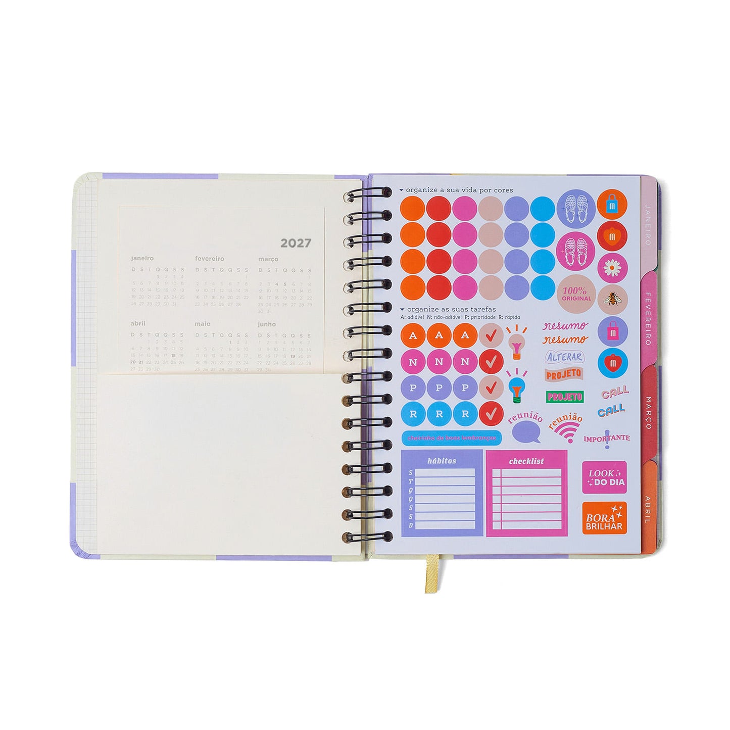 Agenda Planner Wire-o 2027 - Cícero - Melissa Mini Bloomy Chocolate - Semanal Notas A5