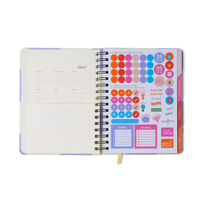 Agenda Planner Wire-o 2027 - Cícero - Melissa Mini Bloomy Chocolate - Semanal Notas A5
