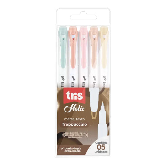 Marca Texto - Tris Holic - Coffee Shop - Frappuccino - Estojo c/ 5 Cores