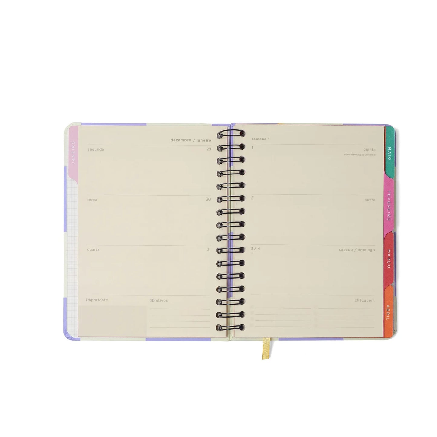 Planner Wire-o 2026 - Cícero - Melissa - Semanal Notas c/ Divisórias A5 - Block Bloomy