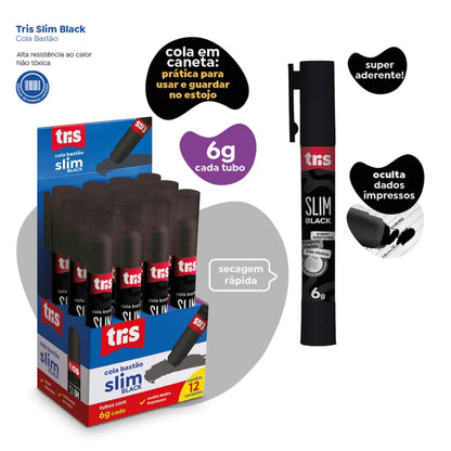 Cola em Bastão + Esconde Dados - Tris - Slim - Black