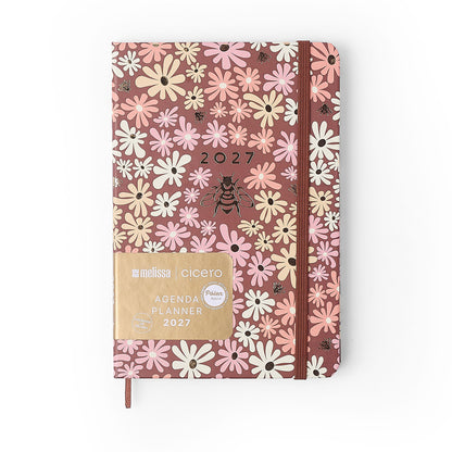 Agenda Planner 2027 - Cícero - Melissa Mini Bloomy Chocolate - Semanal Anotações 14x21
