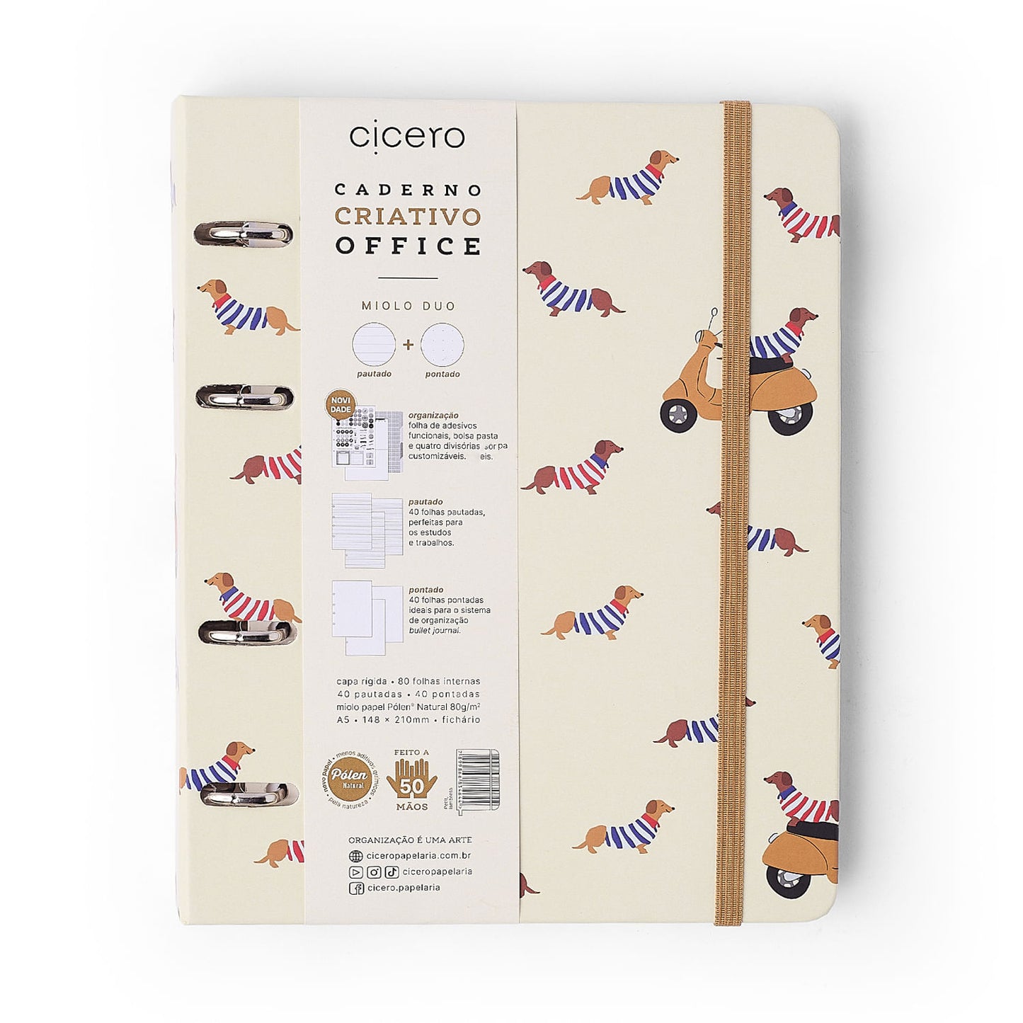 Caderno Criativo Argolado Office Duo - Cícero - Petit Lambreta - Pautado & Pontado A5