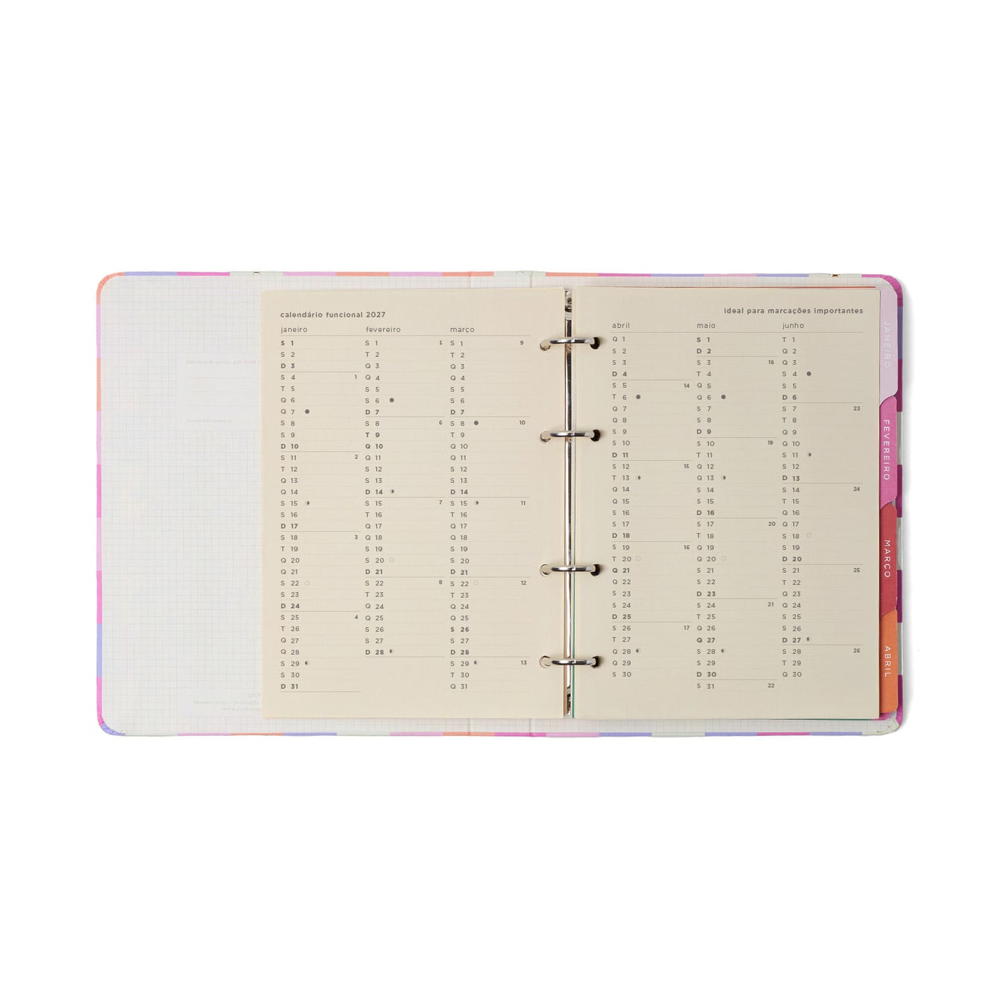 Agenda Planner Argolado 2027 - Cícero - Melissa Mini Bloomy Pistache - Semanal Notas A5