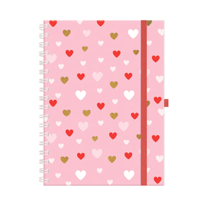 Caderno Colegial Argolado - Molin - Pink Heart - Capa Dura - 80 Folhas