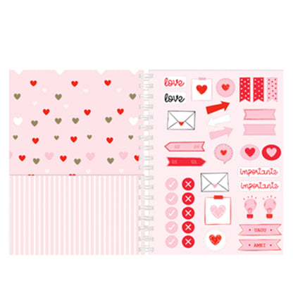 Caderno Colegial Argolado - Molin - Pink Heart - Capa Dura - 80 Folhas