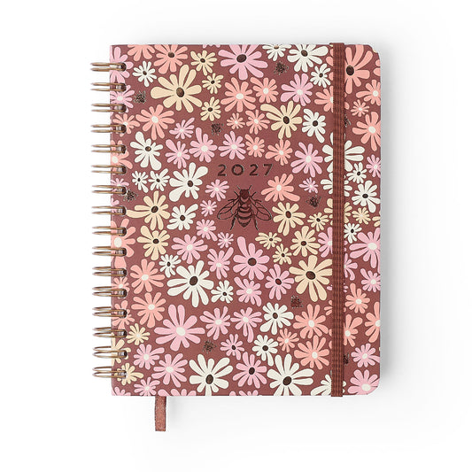 Agenda Planner Wire-o 2027 - Cícero - Melissa Mini Bloomy Chocolate - Semanal Notas A5