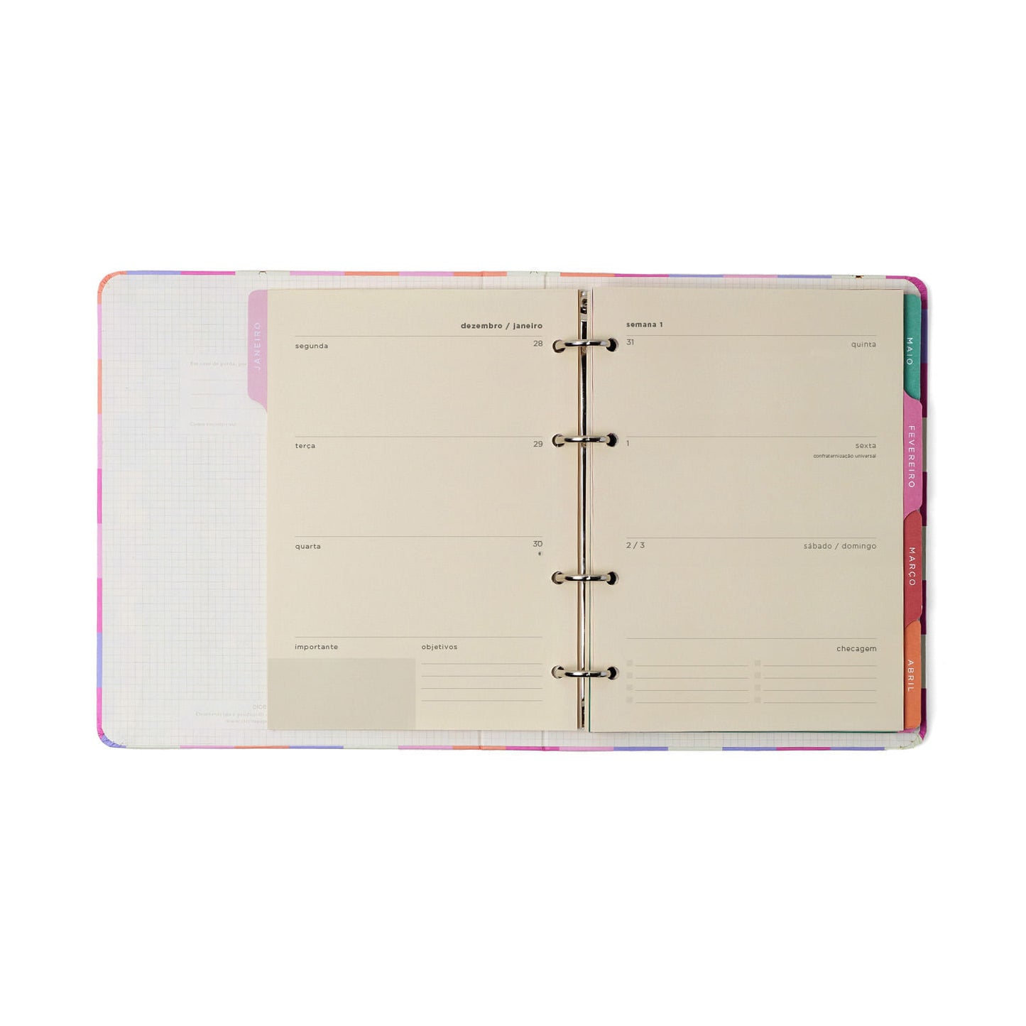 Agenda Planner Argolado 2027 - Cícero - Melissa Mini Bloomy Pistache - Semanal Notas A5