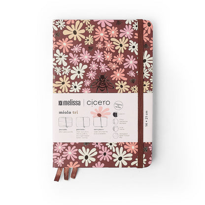 Caderneta - Cícero - Melissa Mini Bloomy Chocolate - Miolo Tri 14x21