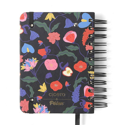 Agenda Planner Wire-o 2026 - Cícero - Doce Florada - Diária 11,5x16 - Preto