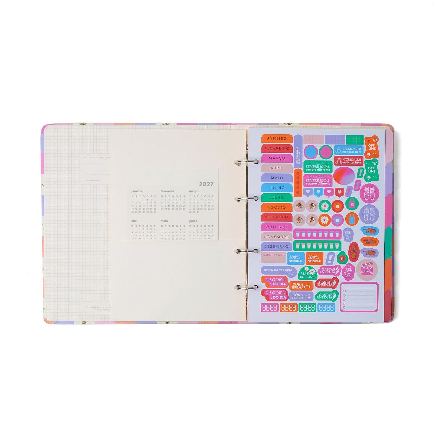 Caderno Criativo Argolado - Cícero - Melissa Mini Bloomy Chocolate - Pautado 17x24
