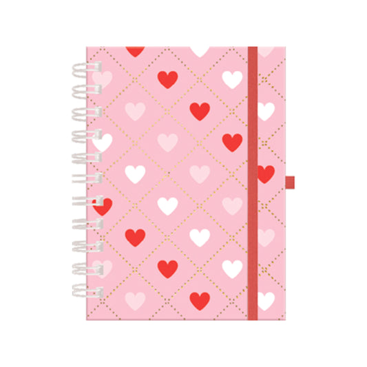 Caderno A6 Argolado - Molin - Pink Heart - Capa Dura - 80 Folhas