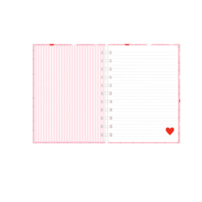 Caderno A6 Argolado - Molin - Pink Heart - Capa Dura - 80 Folhas