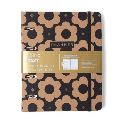 Planner Argolado 2025 - Cícero - Kraft Semanal Notas A5 Flores Max