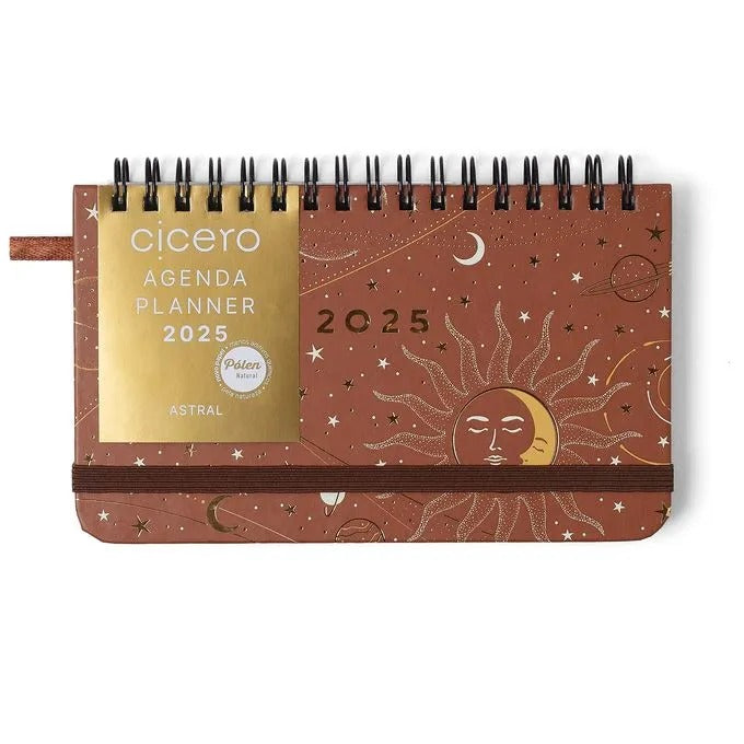 Planner Wire-O 2025 - Cícero - Astral Semanal Office 15,5x9 Eclipse Caramelo