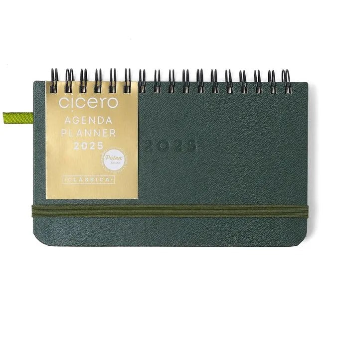 Planner Wire-O 2025 - Cícero - Clássico Semanal Office 15,5x9 Verde Oliva