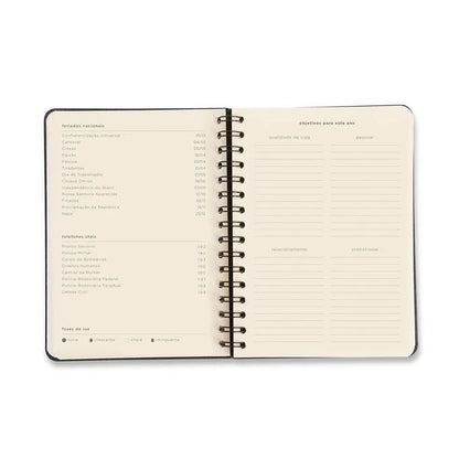 Planner Wire-O 2025 - Cícero - Bossa Nova Semanal Anotações A5 Pontos Off White