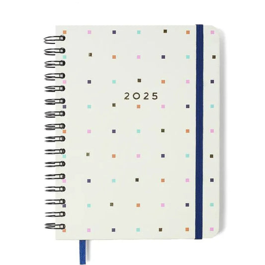 Planner Wire-O 2025 - Cícero - Bossa Nova A5 Semanal Notas c/ Divisórias Pontos Off White