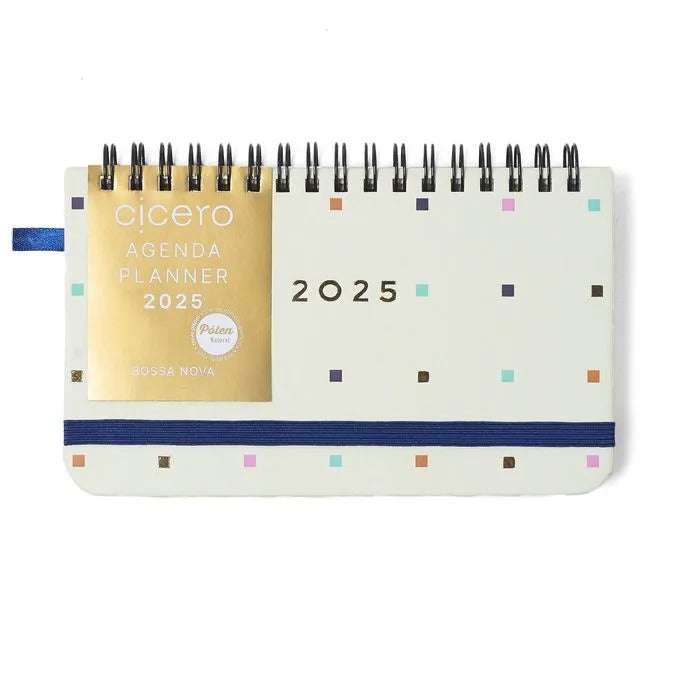 Planner Wire-O 2025 - Cícero - Bossa Nova Semanal Office 15,5x9 Pontos Off White