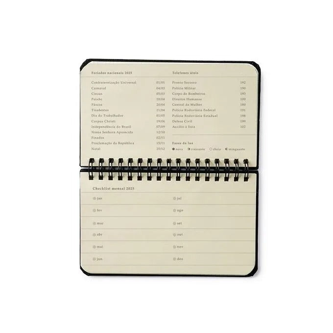 Planner Wire-O 2025 - Cícero - Bossa Nova Semanal Office 15,5x9 Pontos Off White