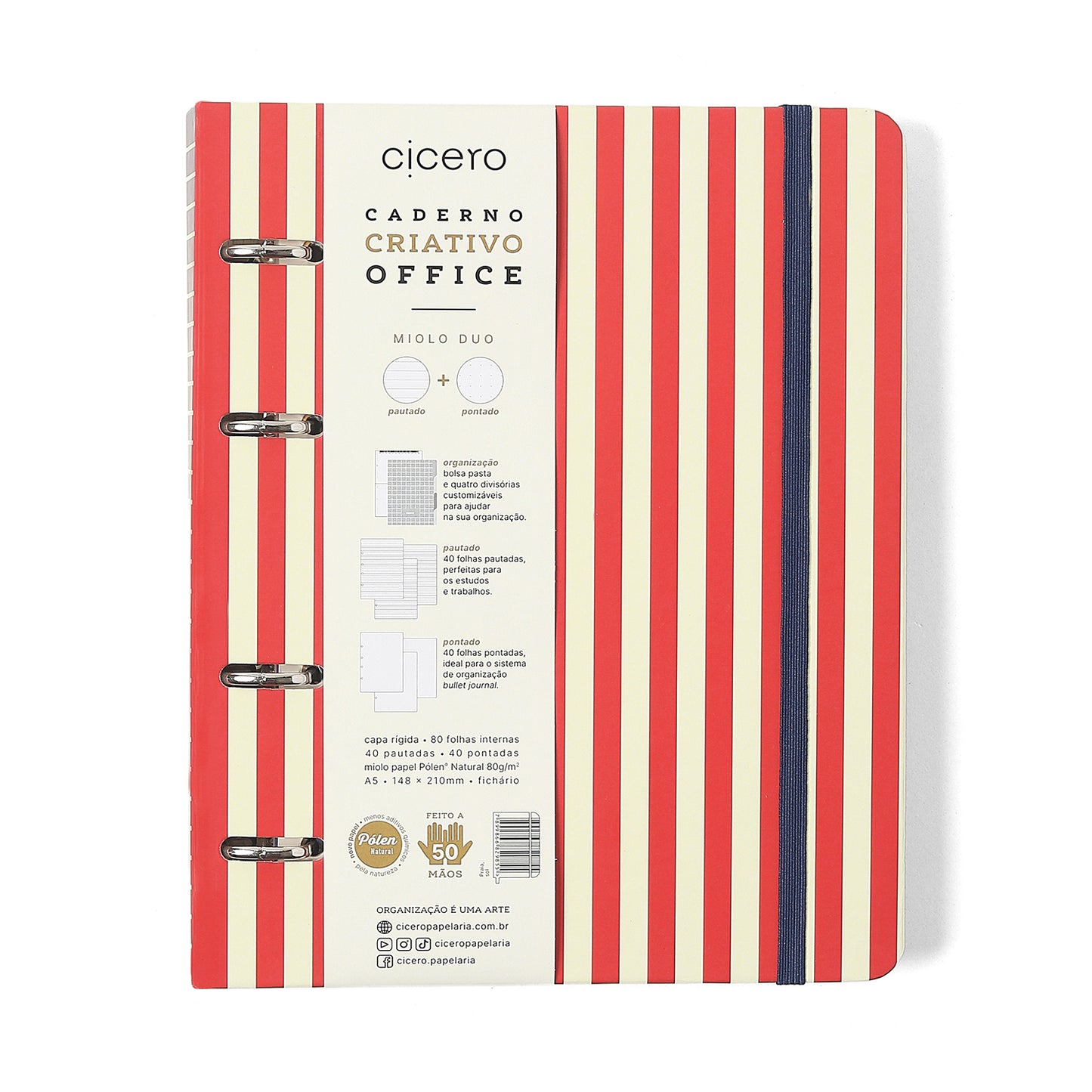 Caderno Criativo Argolado - Cícero - Praia Pautado & Pontado A5