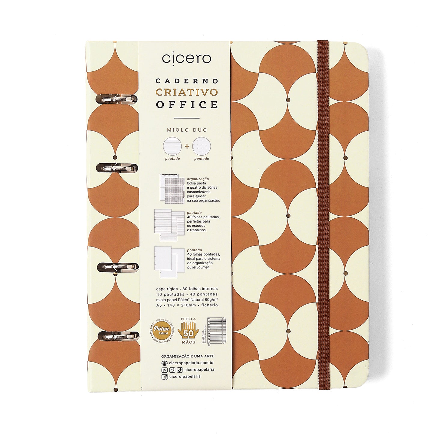 Caderno Criativo Argolado - Cícero - Bossa Nova Pautado & Pontado A5