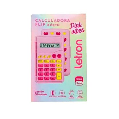 Calculadora Flip - Leonora - Pink Vibes - Letron
