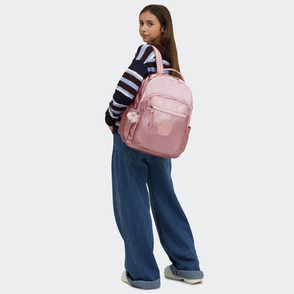 Mochila Kipling Seoul Rosa Bronze Pi Met C