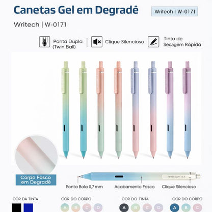 Caneta Gel Retrátil Writech Gradient 0.7mm Tinta Azul W-0171